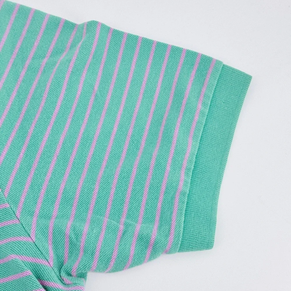 Polo Ralph Lauren Polo Shirt Men XL Green Pink Striped Short Sleeve Cotton Pique